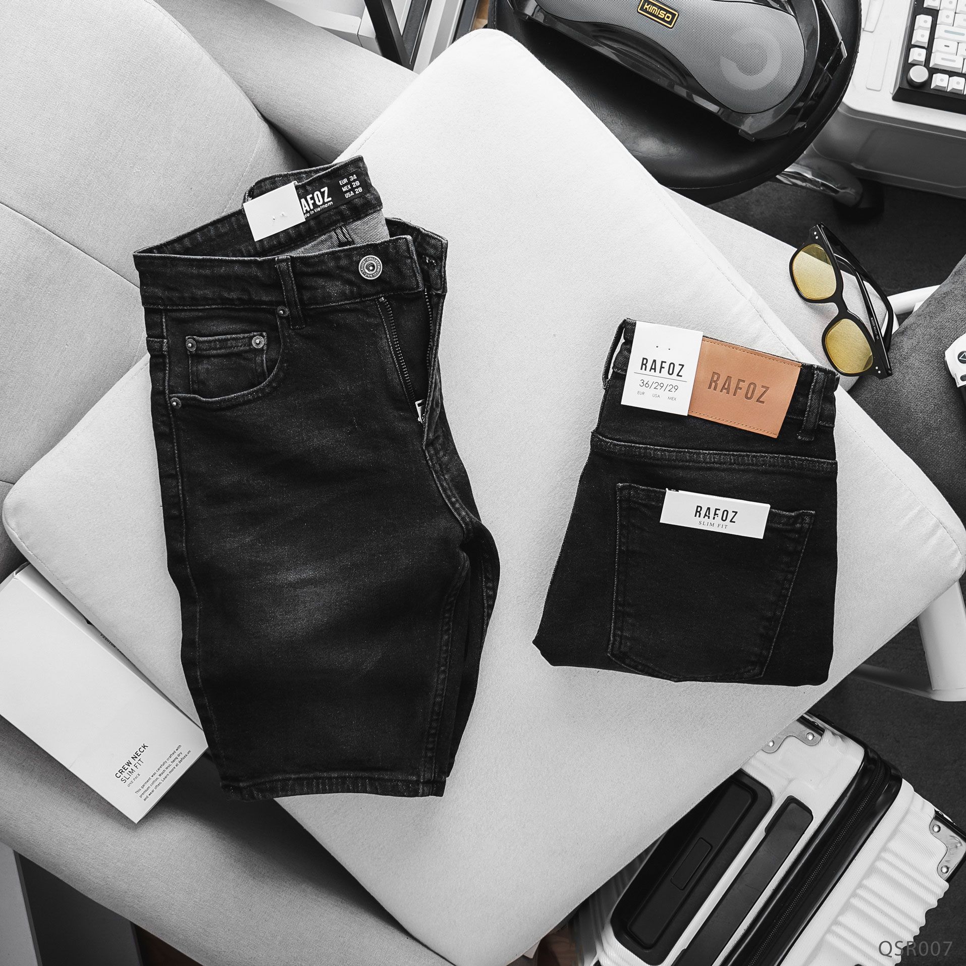  Quần short jean RAFOZ slim Xám wash - 007 