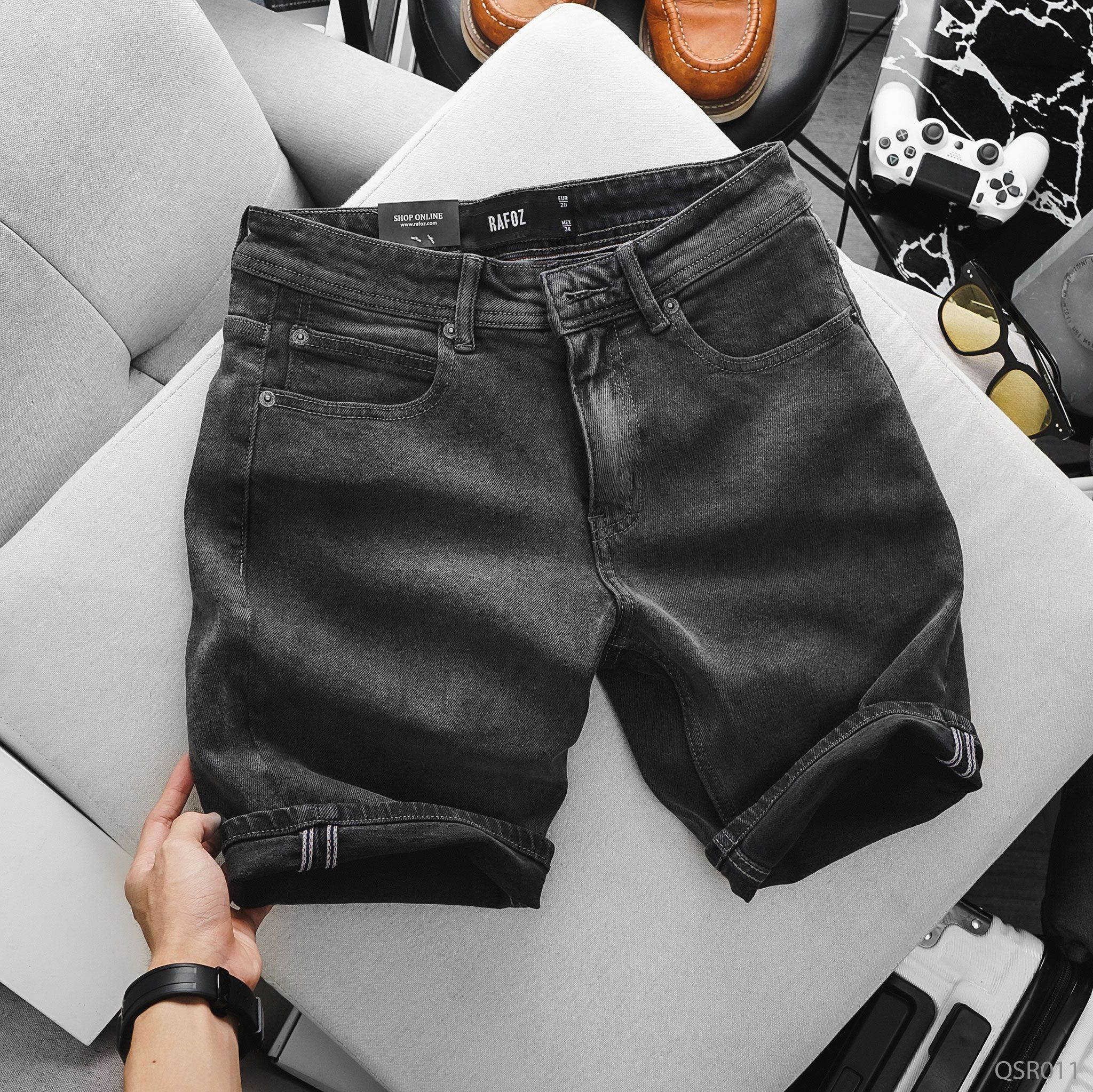 Quần short jean RAFOZ xám trơn - 011 