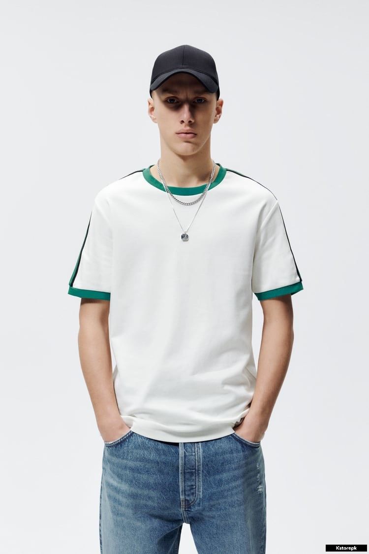  Áo thun JC4 trơn phối viền 