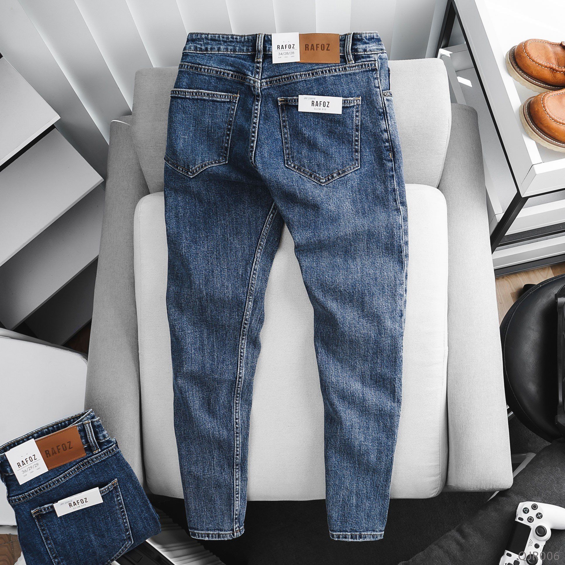  Quần jean RAFOZ 619 Xanh đậm rách - 006 