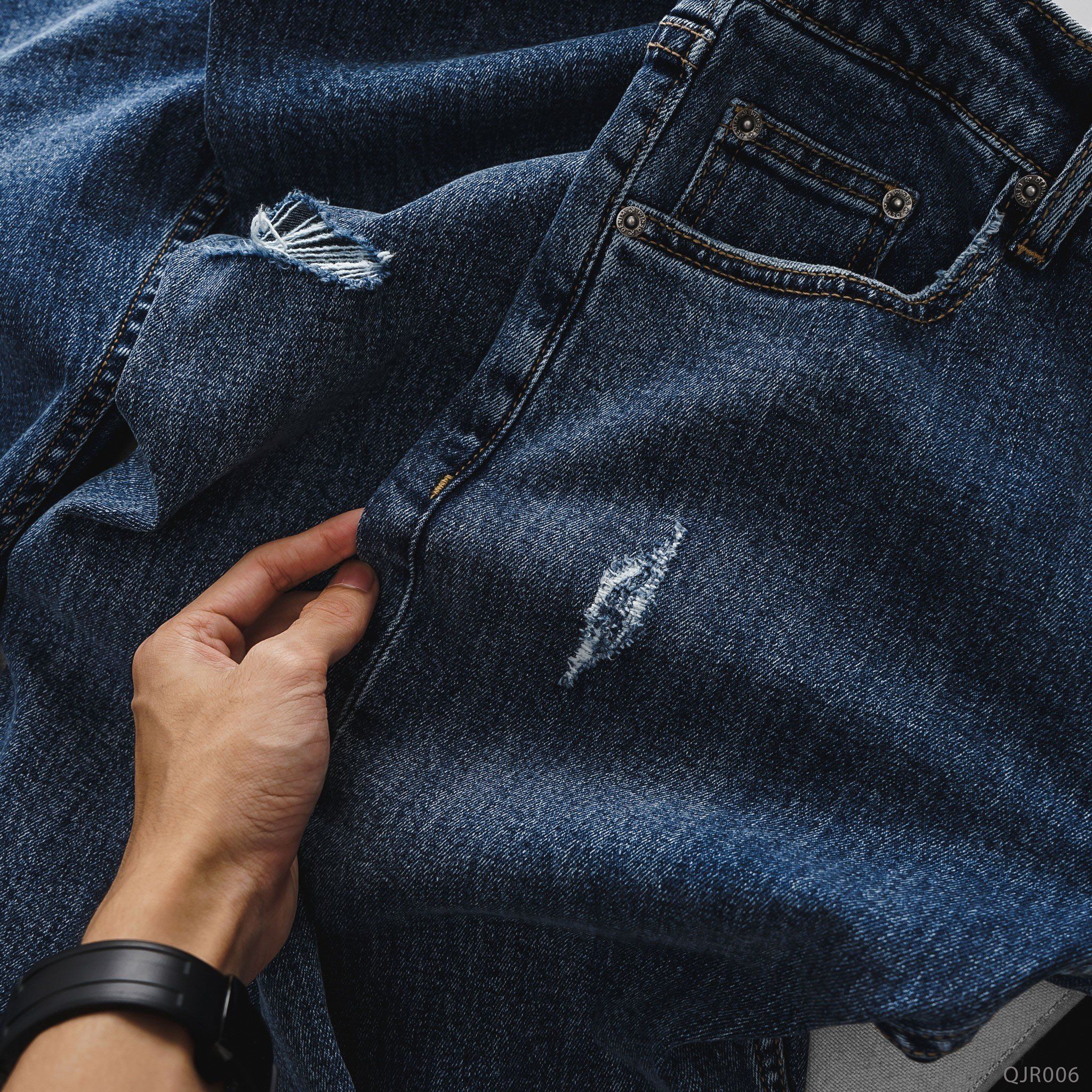  Quần jean RAFOZ 619 Xanh đậm rách - 006 