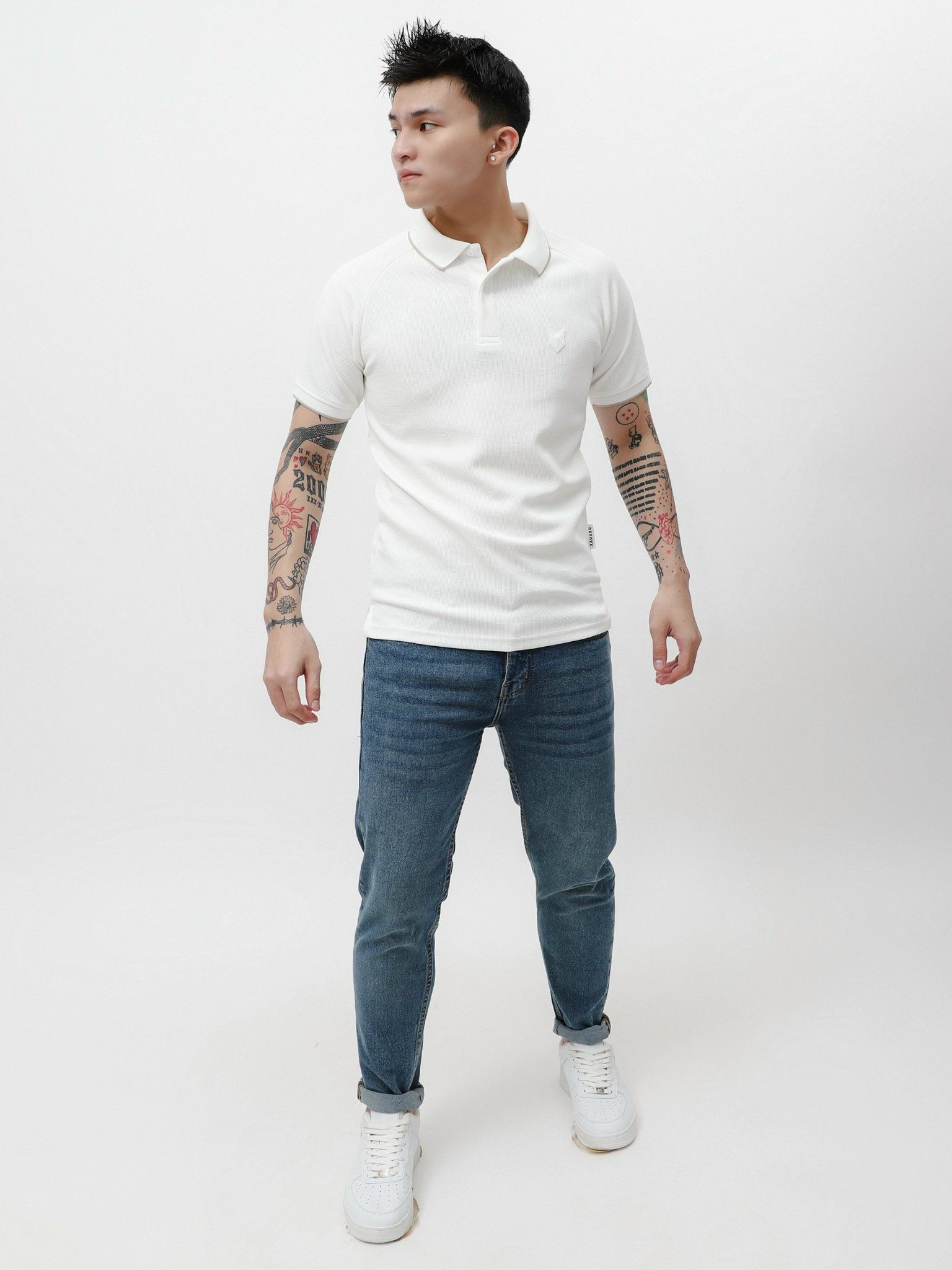  Áo polo raglan phối viền cổ DF 