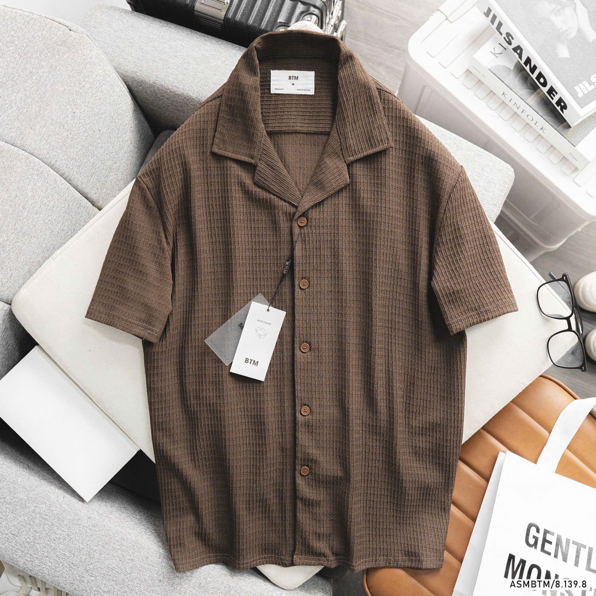  Áo sơ mi cuban linen texture BTM 