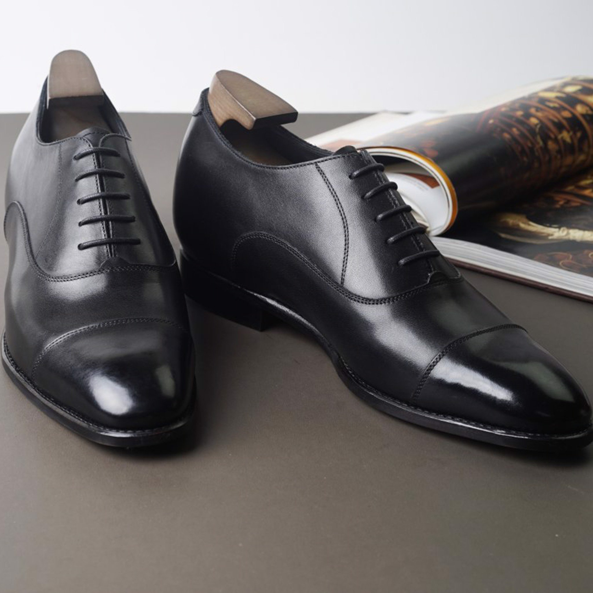 Giày da cao cấp tăng chiều cao oxford 7cm OF882