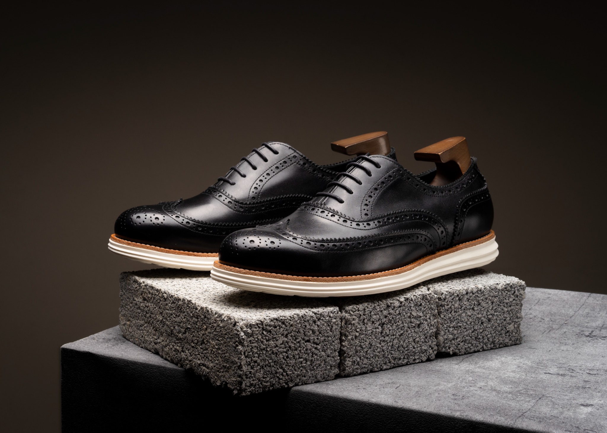 Giày da cao cấp oxford wingtip brogue OF804