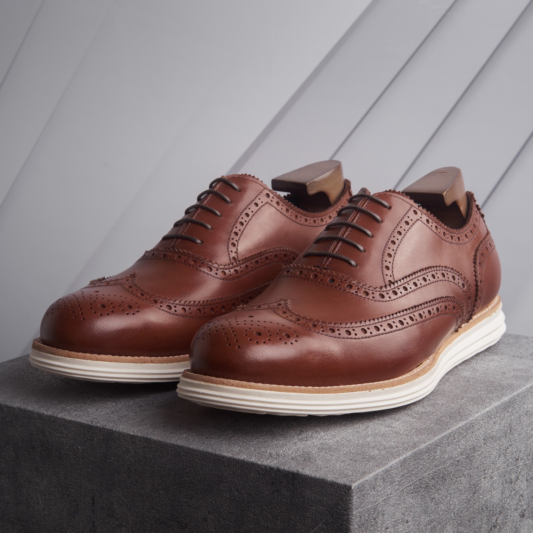 Giày da cao cấp oxford wingtip brogue OF771