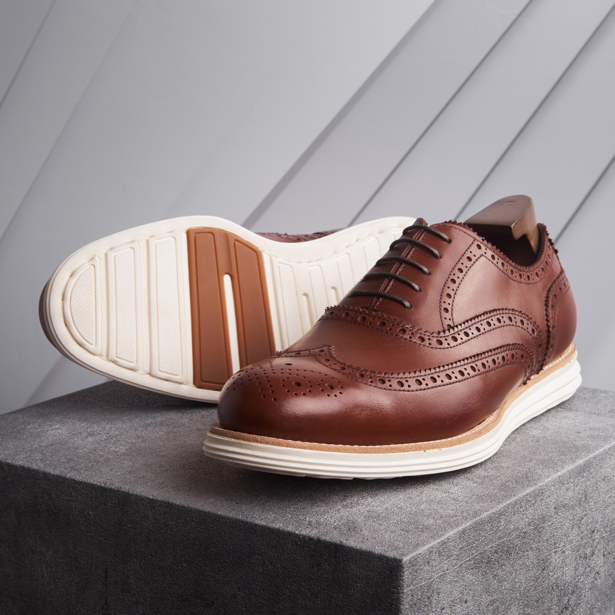 Giày da cao cấp oxford wingtip brogue OF771