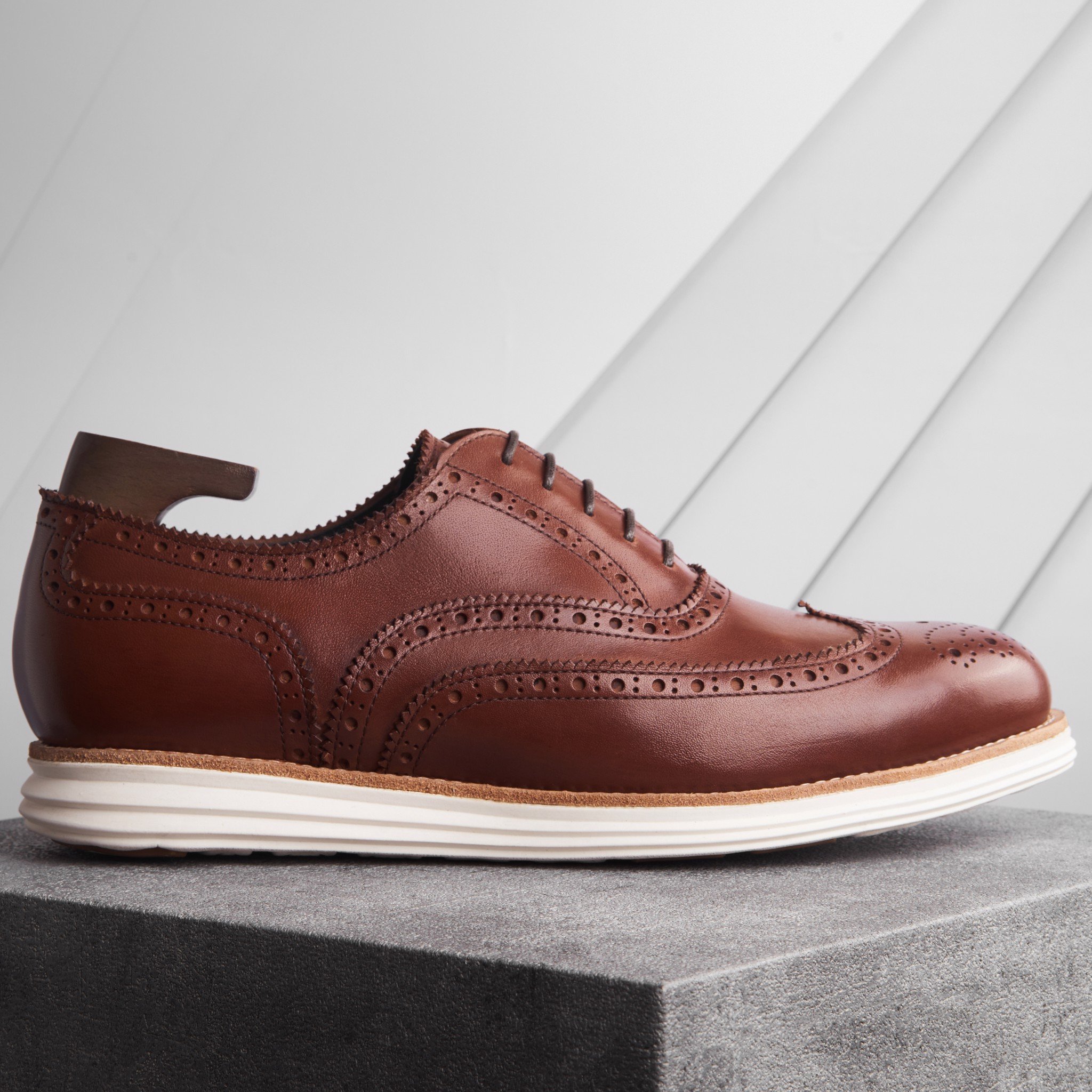 Giày da cao cấp oxford wingtip brogue OF771