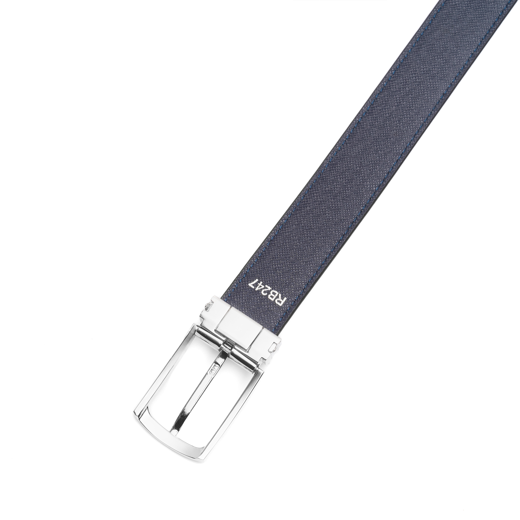 Thắt lưng da 2 mặt đen & xanh 3.0cm - RB247