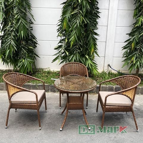  Bàn Ghế Cafe Nhựa Giả Mây MT286 