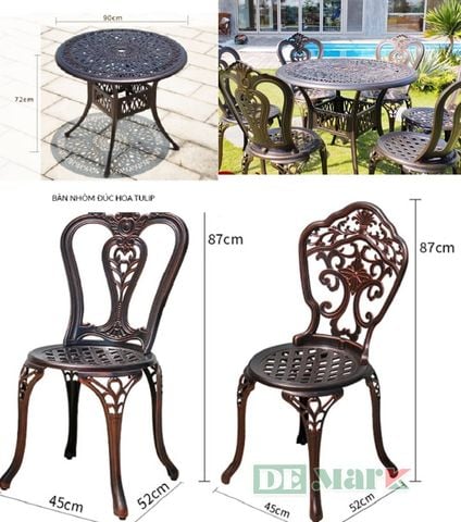  Bàn Ghế Sân Vườn Nhôm Đúc DeNKD90 