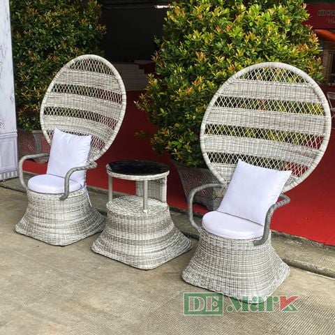  Bàn Ghế Sảnh Chờ Nhựa Giả Mây MT604 