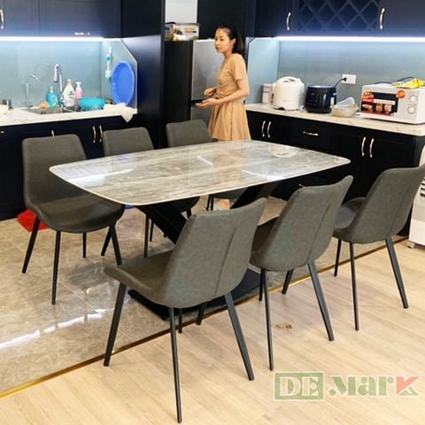  DeNK261D112 Bộ Bàn Ghế Ăn Đá Hoa Cương Xuyên Sáng 