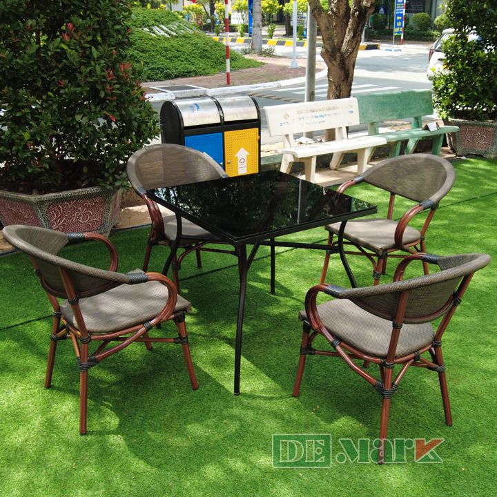 Bộ Bàn Ghế Lưới Textilene Vuông Ngoài Trời DeMCF01B329