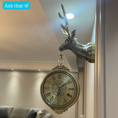 Đồng Hồ Treo Tường 2 Mặt Đầu Hươu  DH66 - Kiệt Tác Đồng Hồ Treo Tường