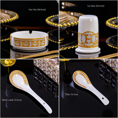Bộ Bát Đĩa Sứ Xương - Bộ Hermet Cao Câp GS09