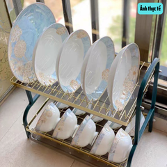 Bộ Bát Đĩa Sứ Xương - Bộ Sắc Hoa Mùa Xuân GS42