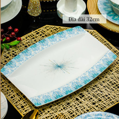 Bộ Bát Đĩa Sứ Xương - Bộ Đại Dương Xanh GS82