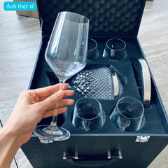 Bộ Ly Rượu Vang Pha Lê Khảm Bạc GR02 – Sang Trọng, Đẳng Cấp