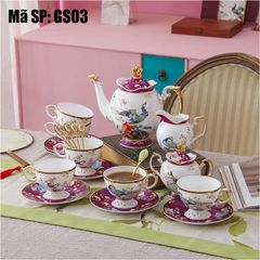 BỘ TÁCH TRÀ CHIM CÔNG SỨ XƯƠNG CHÂU ÂU GS03