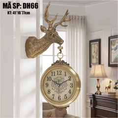Đồng Hồ Treo Tường 2 Mặt Đầu Hươu  DH66 - Kiệt Tác Đồng Hồ Treo Tường
