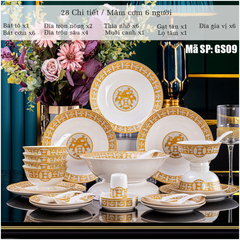 Bộ Bát Đĩa Sứ Xương - Bộ Hermet Cao Câp GS09