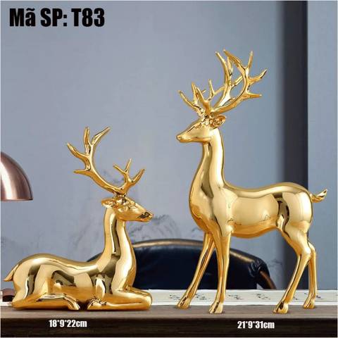 Cặp Hươu Vàng Phong Thủy T83 - Biểu Tượng Về Tài Lộc, Trường Thọ, Hạnh Phúc