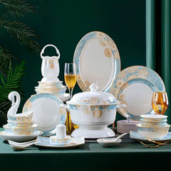 Bộ Bát Đĩa Sứ Xương - Bộ Sắc Hoa Mùa Xuân GS42