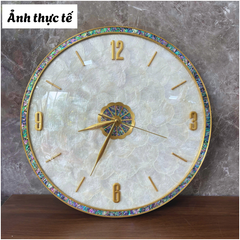 Đồng Hồ Treo Tường Viền Đồng Thau, Khảm Vỏ Sò & Bào Ngư DH65 – Nghệ Thuật Tinh Tế Vượt Thời Gian