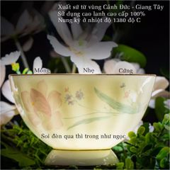 Bộ Bát Đĩa Sứ Xương - Bộ Hoa Tiên Tử GS24 - Vẻ Đẹp Thanh Tạo