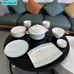 Bộ Bát Đĩa Sứ Xương - Bộ Hoa Mẫu Đơn GS81