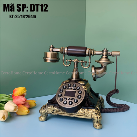 Điện Thoại Bàn Tân Cổ Điển DT12 - Bàn Phím Bấm, Lắp Sim Nghe Gọi