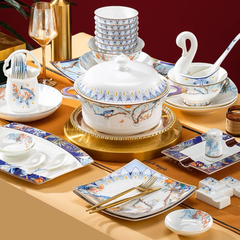 Bộ Bát Đĩa Sứ Xương - Bộ Hoa Mộng Mùa Xuân GS20