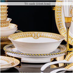 Bộ Bát Đĩa Sứ Xương - Bộ Hermet Cao Câp GS09