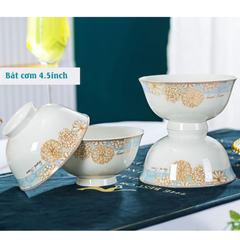Bộ Bát Đĩa Sứ Xương - Bộ Sắc Hoa Mùa Xuân GS42
