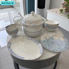 Bộ Bát Đĩa Sứ Xương - Bộ Sắc Hoa Mùa Xuân GS42