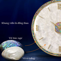 Đồng Hồ Treo Tường Viền Đồng Thau, Khảm Vỏ Sò & Bào Ngư DH65 – Nghệ Thuật Tinh Tế Vượt Thời Gian