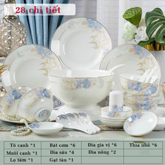 Bộ Bát Đĩa Sứ Xương - Bộ Royal Bloom GS30