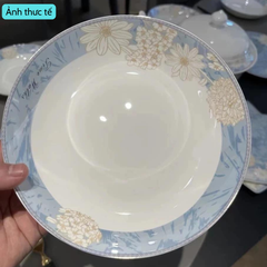 Bộ Bát Đĩa Sứ Xương - Bộ Sắc Hoa Mùa Xuân GS42