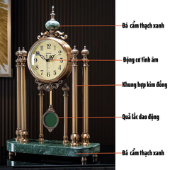 Đồng Hồ Để Bàn Hợp Kim Đồng & Đá Cẩm Thạch DH10 – Tinh Hoa Nghệ Thuật Cổ Điển