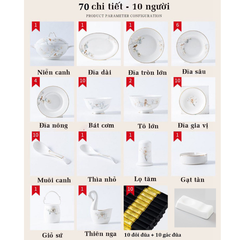 Bộ Bát Đĩa Sứ Xương Họa Tiết Hoa Ngọc Lan GS18 – Thanh Lịch & Sang Trọng