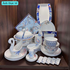 Bộ Bát Đĩa Sứ Xương - Bộ Hoa Mộng Mùa Xuân GS20