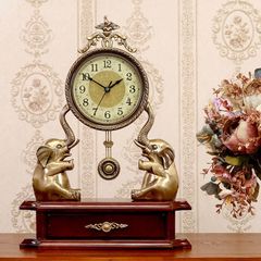 Đồng Hồ Để Bàn Quả Lắc Tân Cổ Điển Voi Đồng DH28