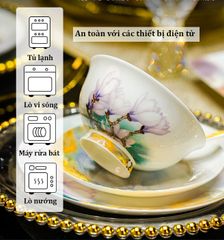 Bộ Bát Đĩa Sứ Xương - Bộ Hoa Mộc Lan GS80