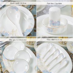 Bộ Bát Đĩa Sứ Xương - Bộ Royal Bloom GS76