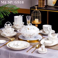 Bộ Bát Đĩa Sứ Xương Họa Tiết Hoa Ngọc Lan GS18 – Thanh Lịch & Sang Trọng
