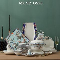 Bộ Bát Đĩa Sứ Xương - Bộ Hoa Mộng Mùa Xuân GS20