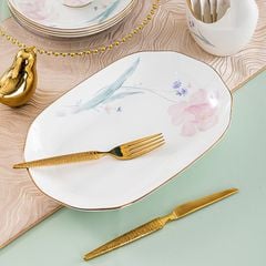 Bộ Bát Đĩa Sứ Xương - Bộ Hoa Tiên Tử GS24 - Vẻ Đẹp Thanh Tạo