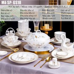 Bộ Bát Đĩa Sứ Xương Họa Tiết Hoa Ngọc Lan GS18 – Thanh Lịch & Sang Trọng
