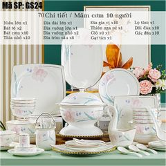 Bộ Bát Đĩa Sứ Xương - Bộ Hoa Tiên Tử GS24 - Vẻ Đẹp Thanh Tạo